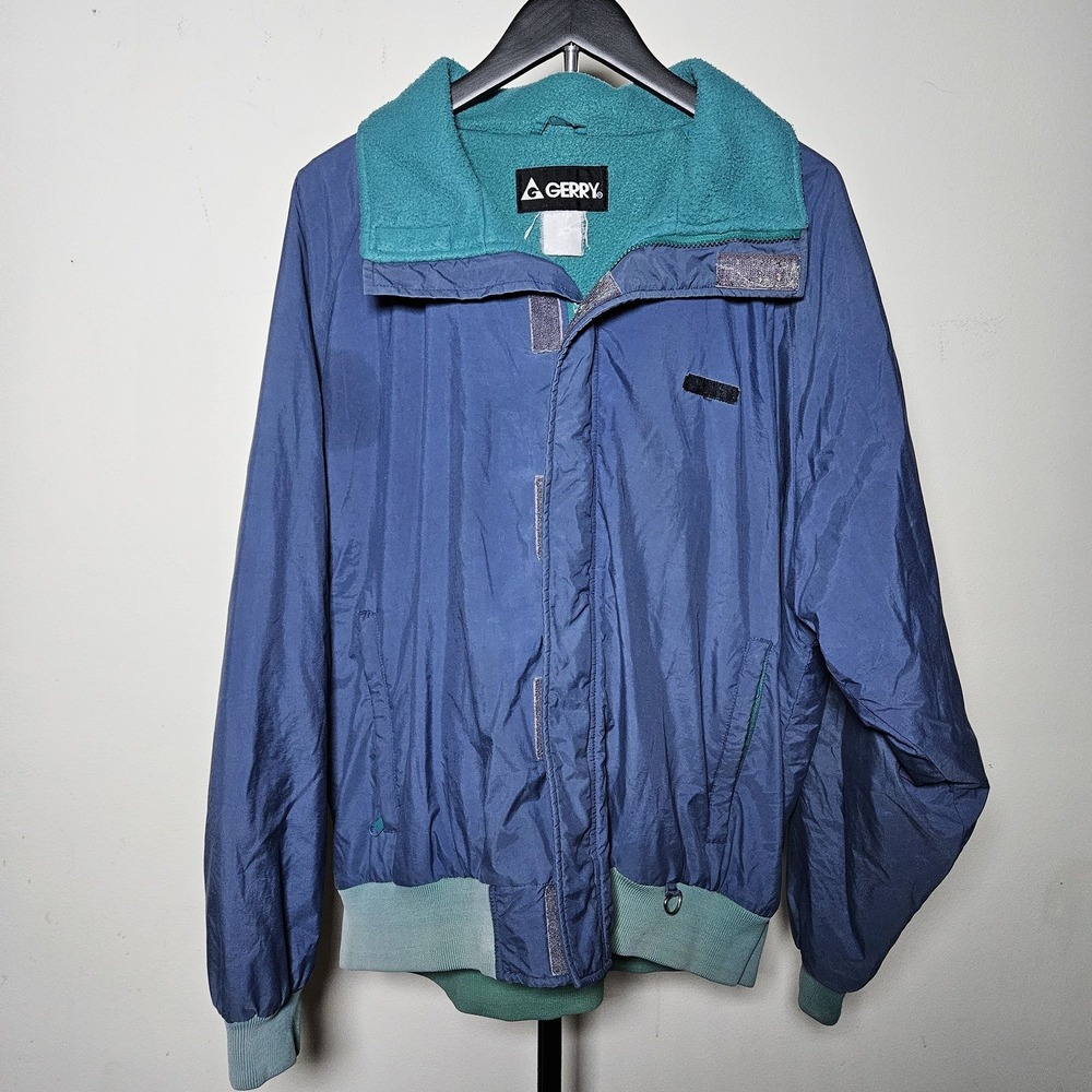 Vintage Gerry Ski Jacket Blue Teal Colorblock Retro 80s 90s Gorpcore Bomber Coat